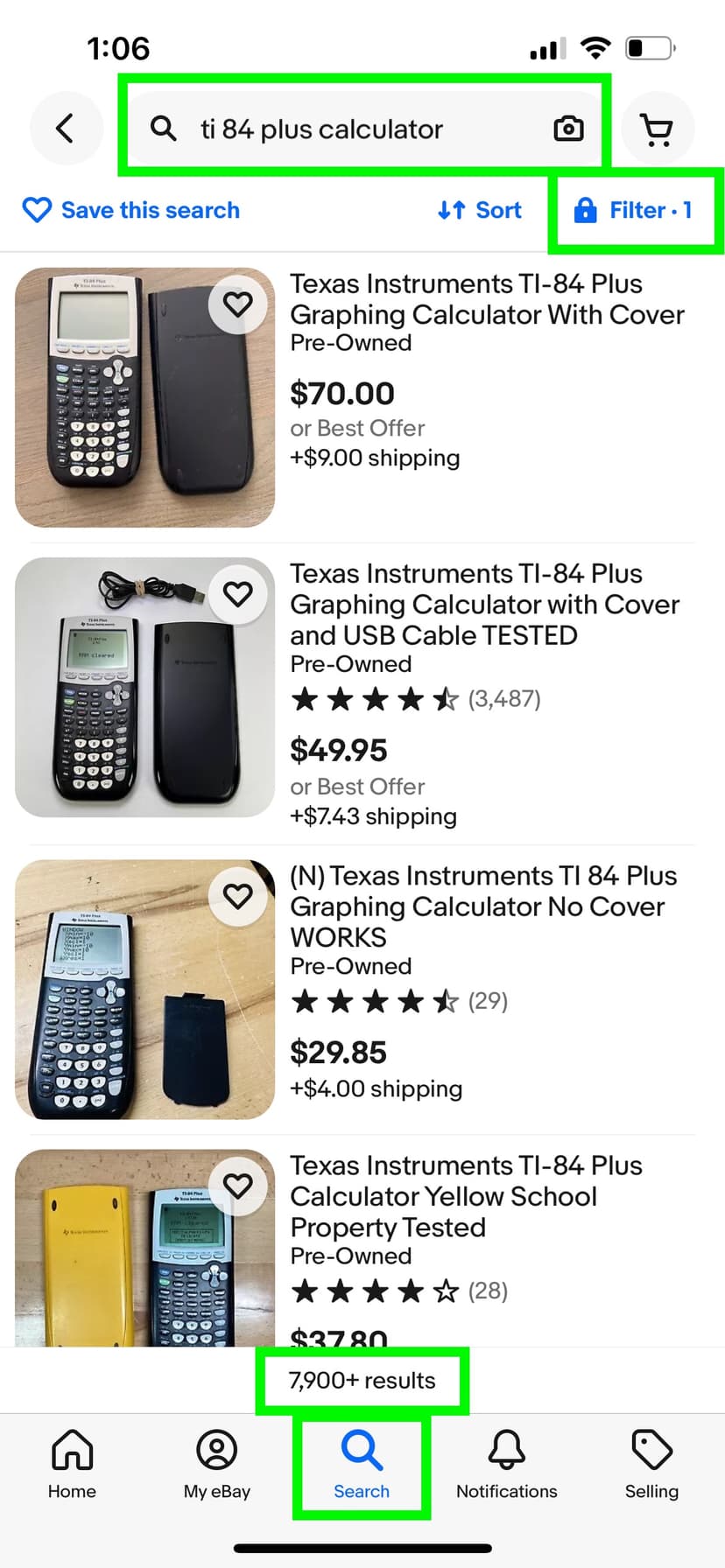 Researching Items in eBay App 1