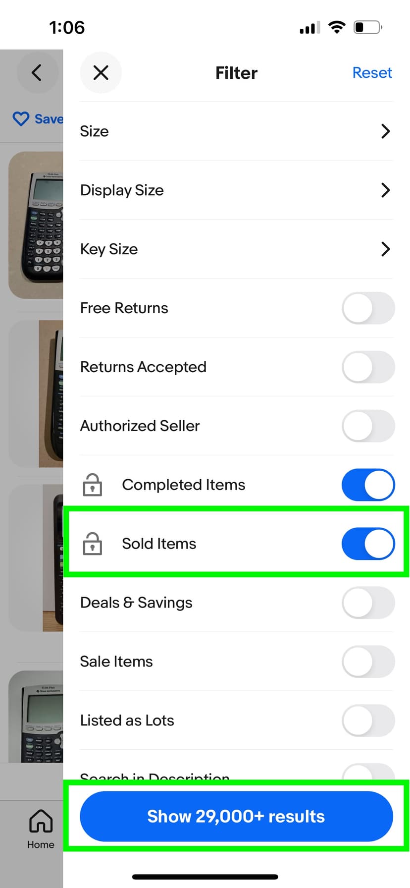 Researching Items in eBay App 2